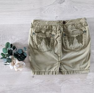 Free People Khaki Wings Pocket Mini Skirt